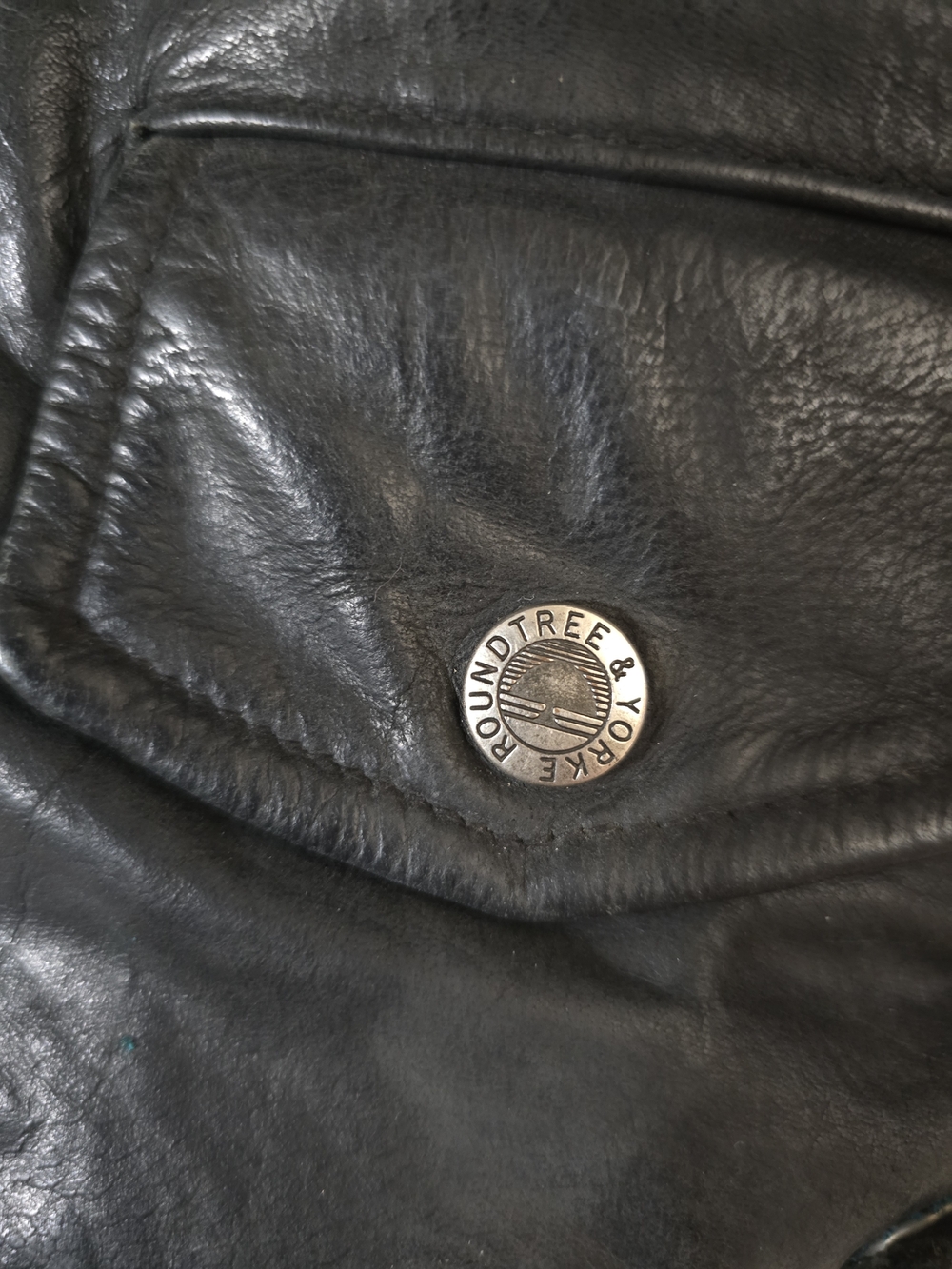 Roundtree & Yorke Black Quilted-Panel Leather Bomber Biker Jacket - Picture 2 of 8